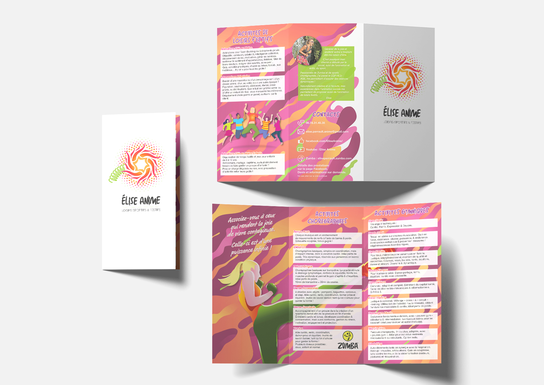 Elise Anime Mockup copie Création de flyers et cartes pour Élise Anime – design graphique professionnel à Descartes.